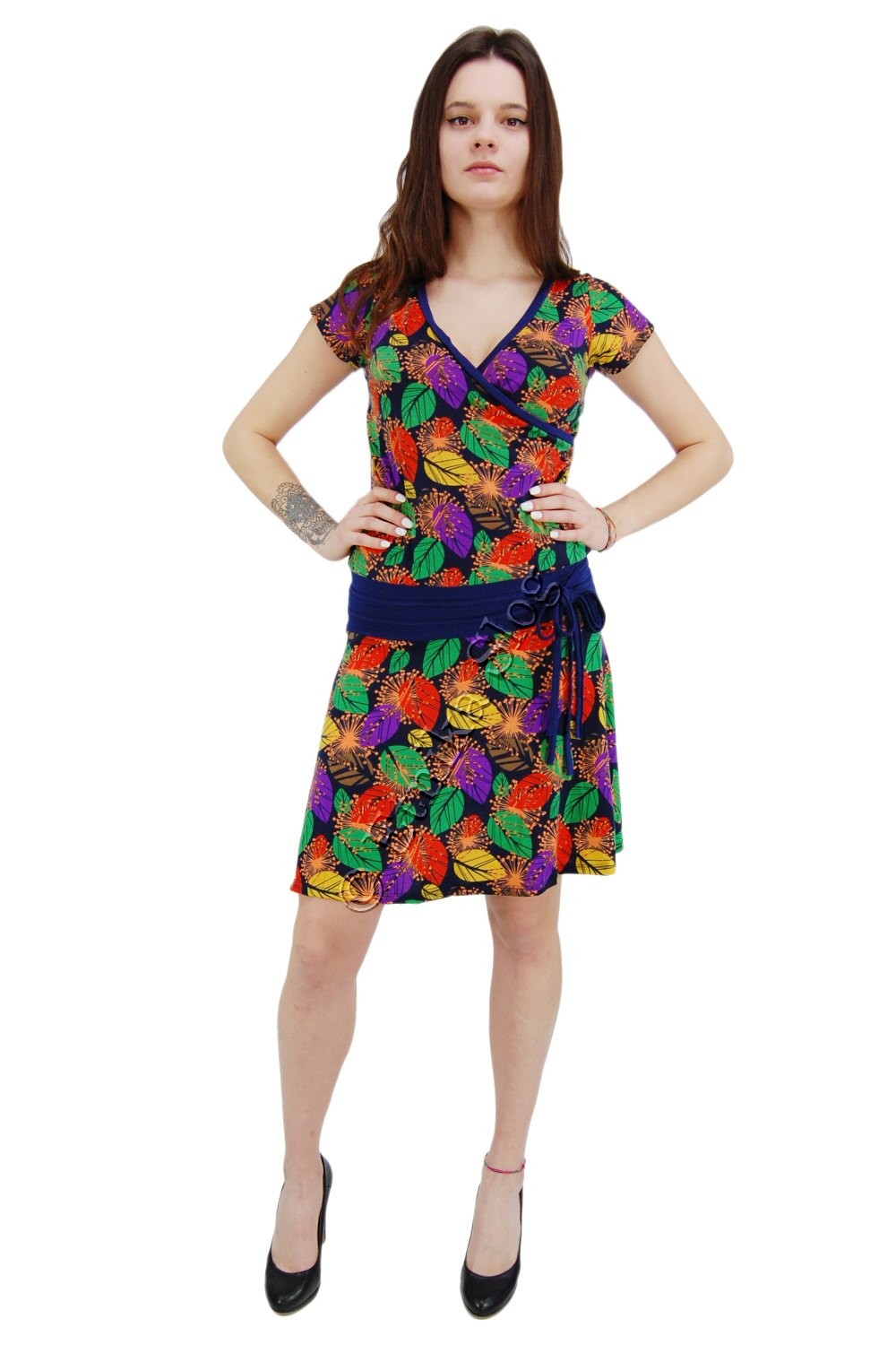 VESTITO IN MAGLINA DI COTONE, VISCOSA ED ELASTAN, MANICA COR