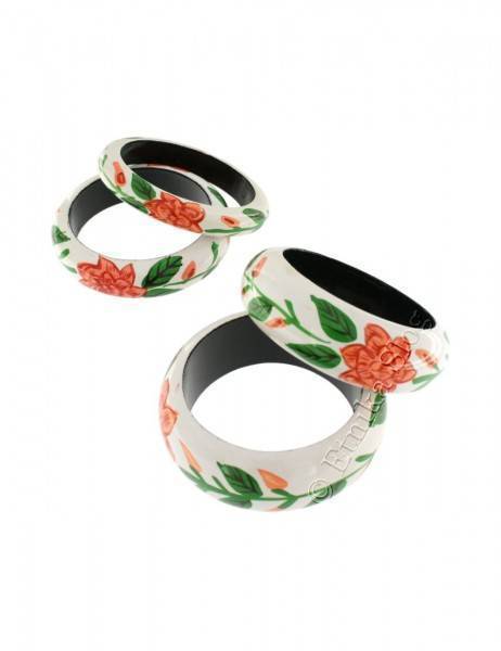 SET BRACCIALETTI BAGAL IN LEGNO COLORATO CON FIORI