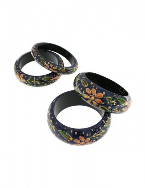 SET BRACCIALETTI BAGAL IN LEGNO COLORATO CON FIORI