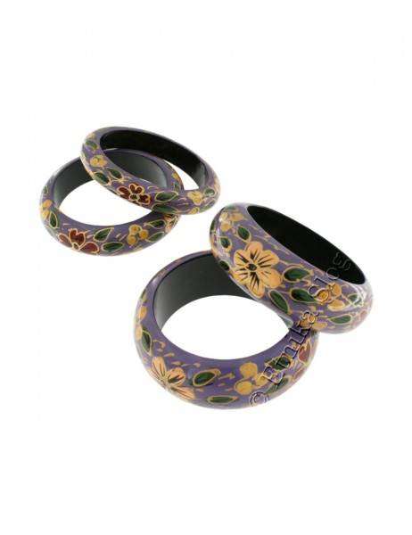 SET BRACCIALETTI BAGAL IN LEGNO COLORATO CON FIORI