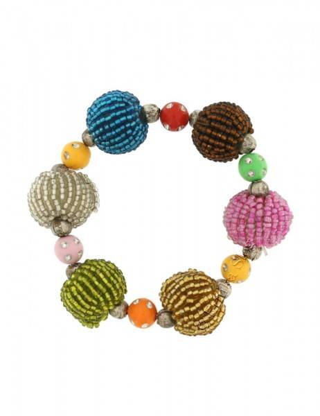 BRACCIALETTO IN SFERE DI PERLINE E SFERE DI METALLO E