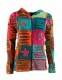 FELPA IN COTONE PATCHWORK STONEWASH, CON CAPPUCCIO