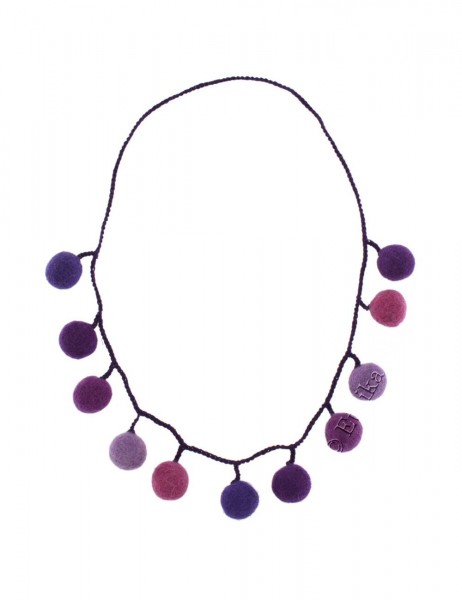 COLLANA CORTA IN LANA COTTA FILO CON PALLINE PENDE