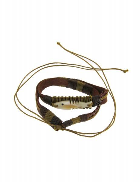BIGIOTTERIA COLLANA INDONESIANA IN PELLE E COTONE