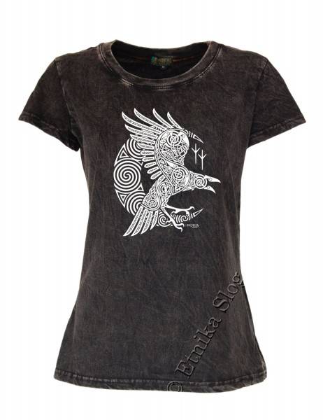 T-SHIRT DONNA IN COTONE STONEWASHED CON STAMPAbr