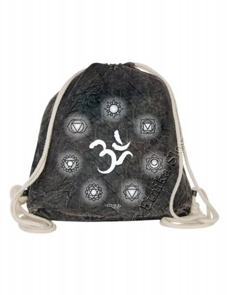 ZAINO SACCO IN COTONE STONE WASHED CON&nbsp;STAMPA&nbsp;-&nbsp;OM
