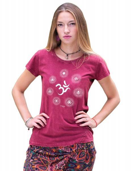 T-SHIRT DONNA IN COTONE STONEWASHED CON STAMPAbr