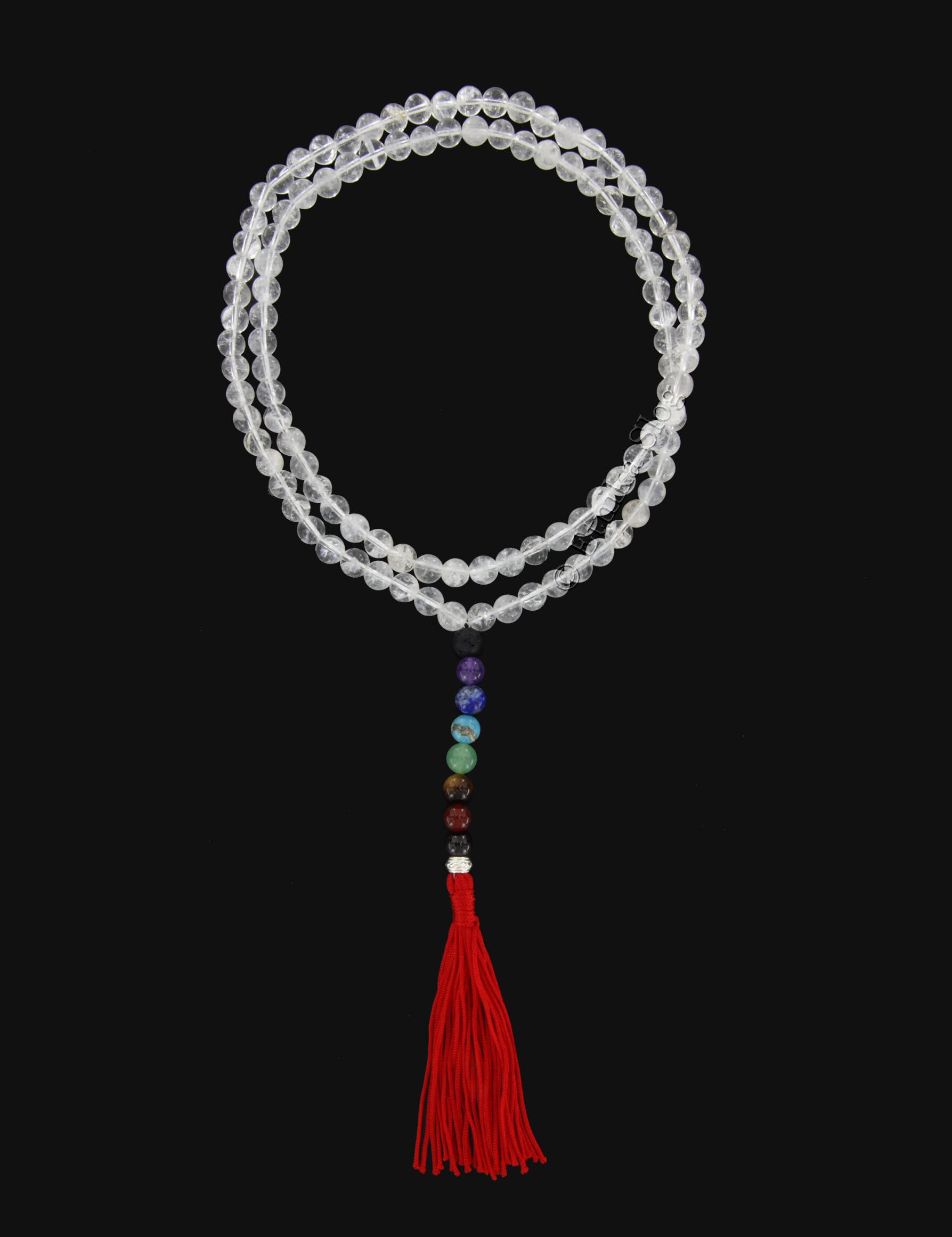 COLLANA MALA IN QUARZO IALINO E PENDENTE 7 PIETRE COLLANA MALA IN QUARZO IALINO E PENDENTE 7 PIETRE