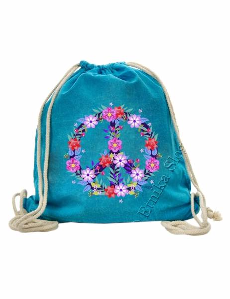 ZAINO SACCO IN COTONE STONE WASHED CON&nbsp;STAMPA&nbsp;-&nbsp;b