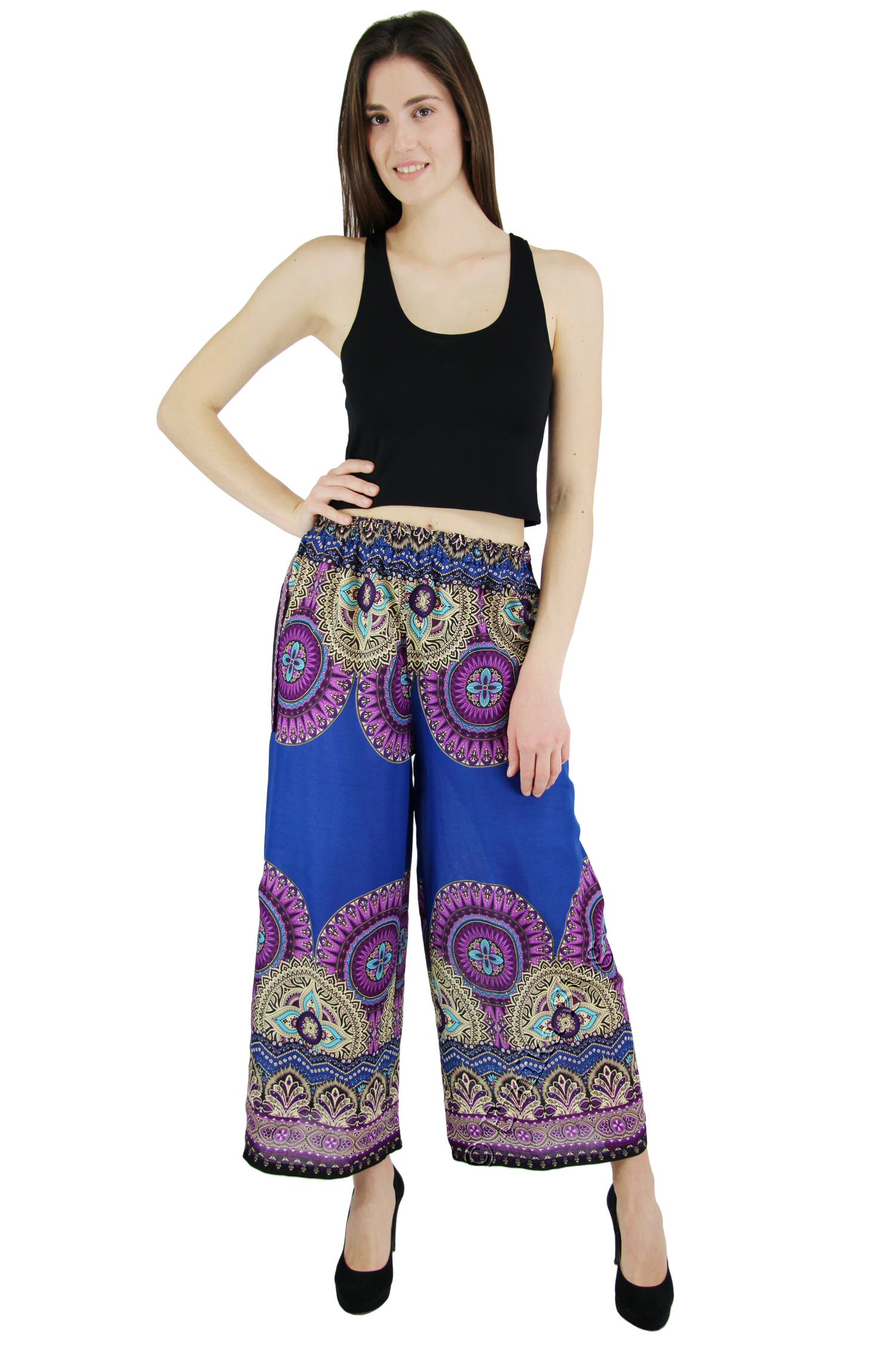 PANTALONE IN VISCOSA STAMPATO CON COULISSE , LACCIO IN VITA