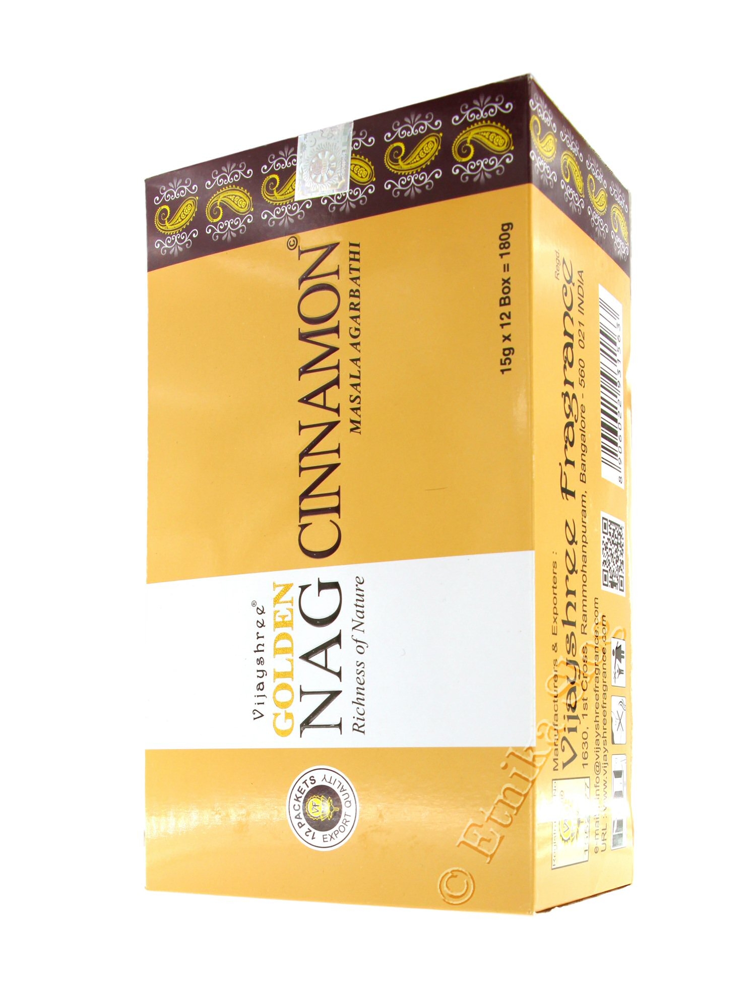 INCENSO VIJAYSHREE, FRAGRANZA GOLDEN NAG CINNAMO INCENSO VIJAYSHREE, FRAGRANZA GOLDEN NAG CINNAMO