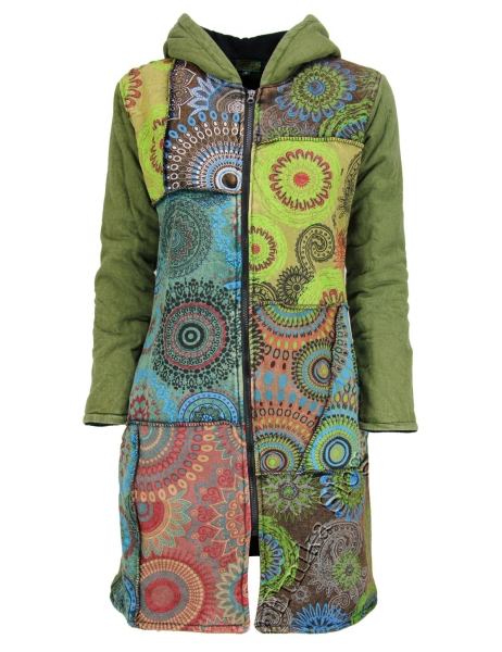 CAPPOTTO LUNGO IN COTONE STONEWASH PATCHWORK , INT