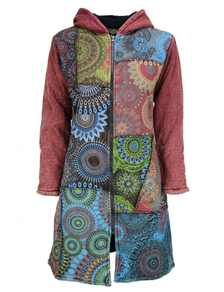 CAPPOTTO LUNGO IN COTONE STONEWASH PATCHWORK , INT