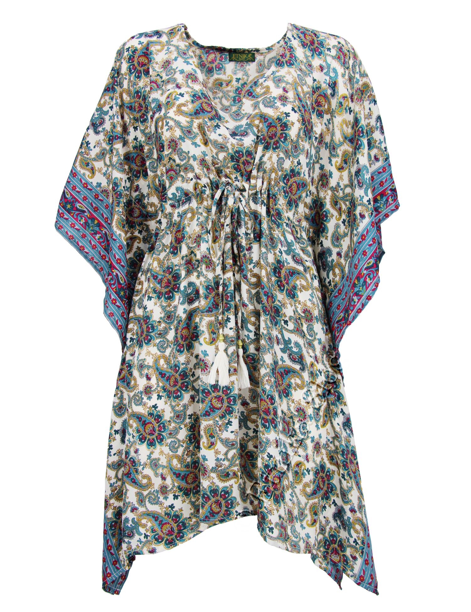 KAFTANO SCOLLO A V IN MISTOSETA INDIANA, 70%SETA E KAFTANO SCOLLO A V IN MISTOSETA INDIANA, 70%SETA E