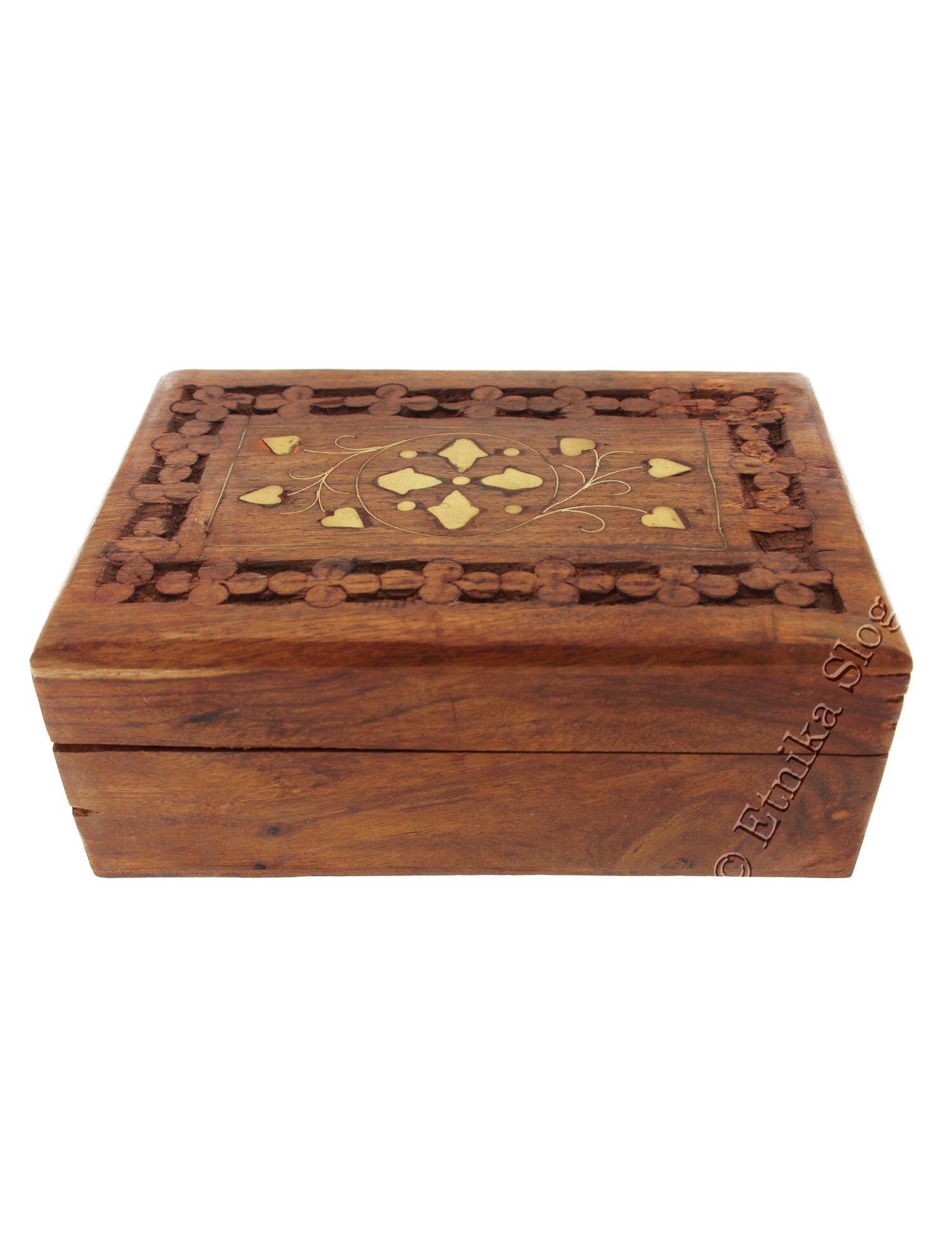 SCATOLA LEGNO INTAGLIATA E DISEGNI IN OTTONE, RETT SCATOLA LEGNO INTAGLIATA E DISEGNI IN OTTONE, RETT