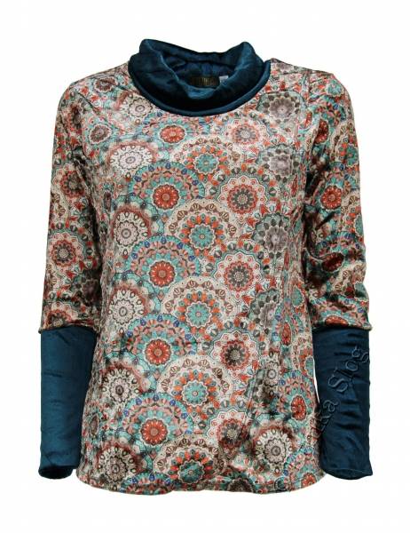 MAGLIA&nbsp;IN&nbsp;VELVET CON ELASTAN , MANICHE LUNGHE COLL