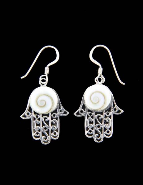 ORECCHINI&nbsp;IN ARGENTO&nbsp;CON CONCHIGLIA OCCHIO DI SHIV