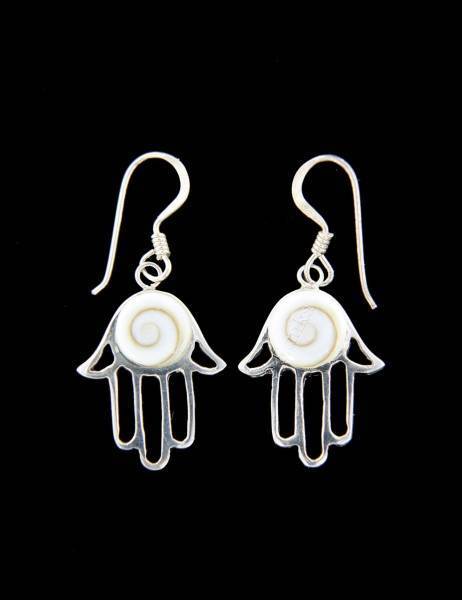 ORECCHINI&nbsp;IN ARGENTO&nbsp;CON CONCHIGLIA OCCHIO DI SHIV