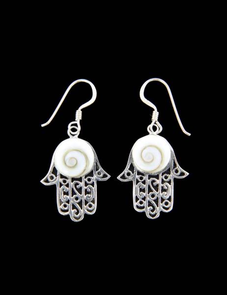 ORECCHINI&nbsp;IN ARGENTO&nbsp;CON CONCHIGLIA OCCHIO DI SHIV