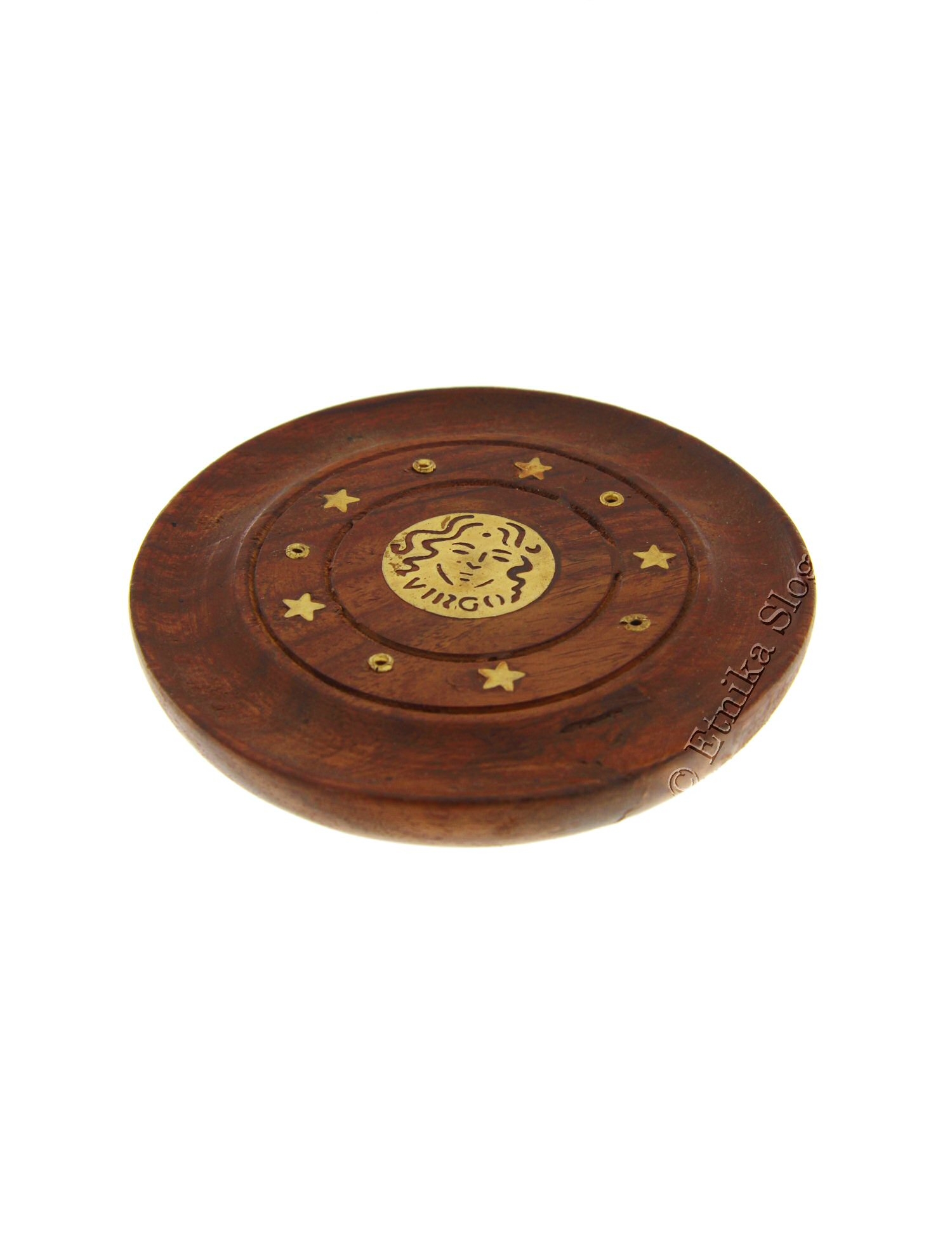 PORTA INCENSO LEGNO PIATTO TONDO INSERTI OTTONE.b PORTA INCENSO LEGNO PIATTO TONDO INSERTI OTTONE.b