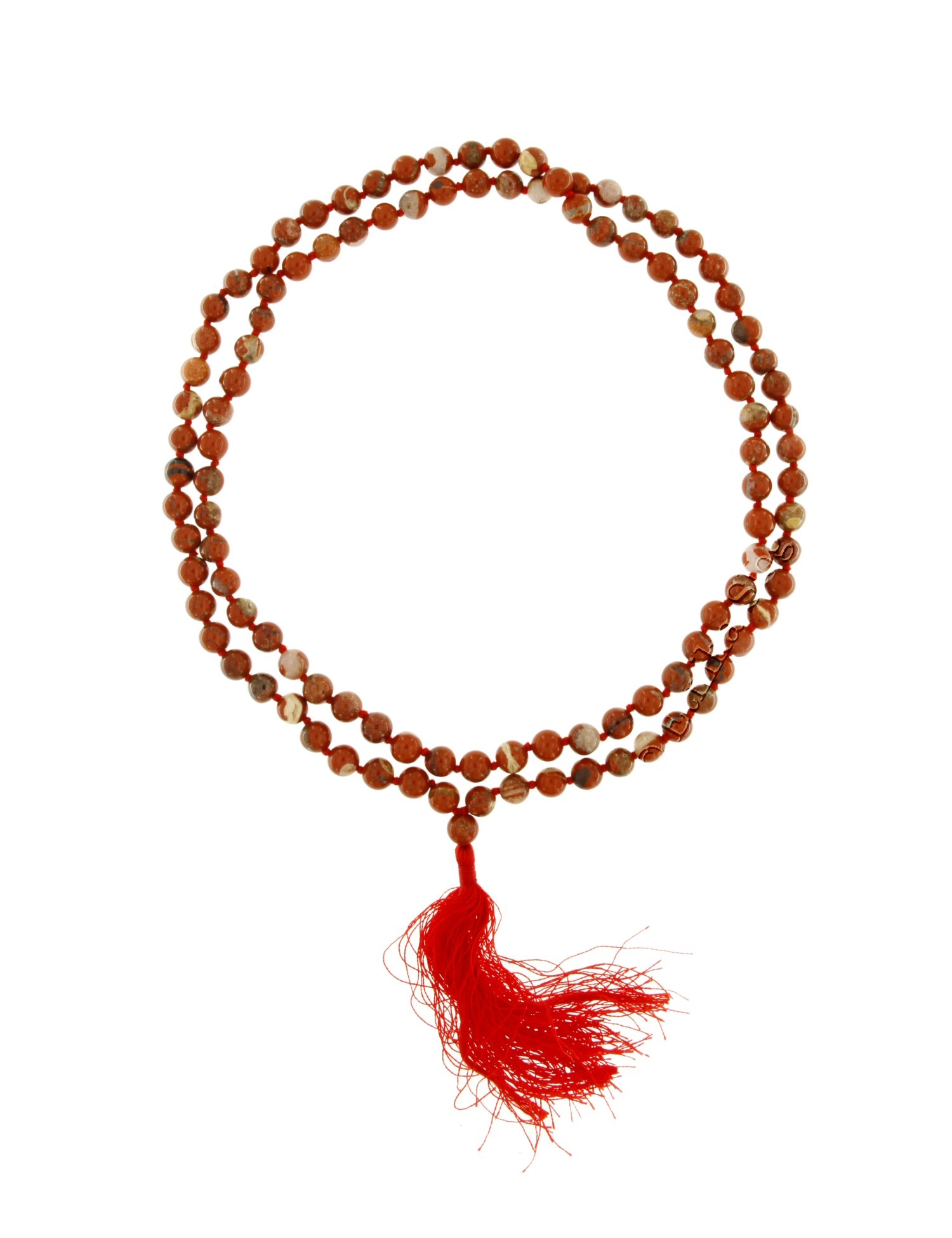 COLLANA MALA IN DIASPRO ROSSO BRECCIA CON FIOCCO C COLLANA MALA IN DIASPRO ROSSO BRECCIA CON FIOCCO C