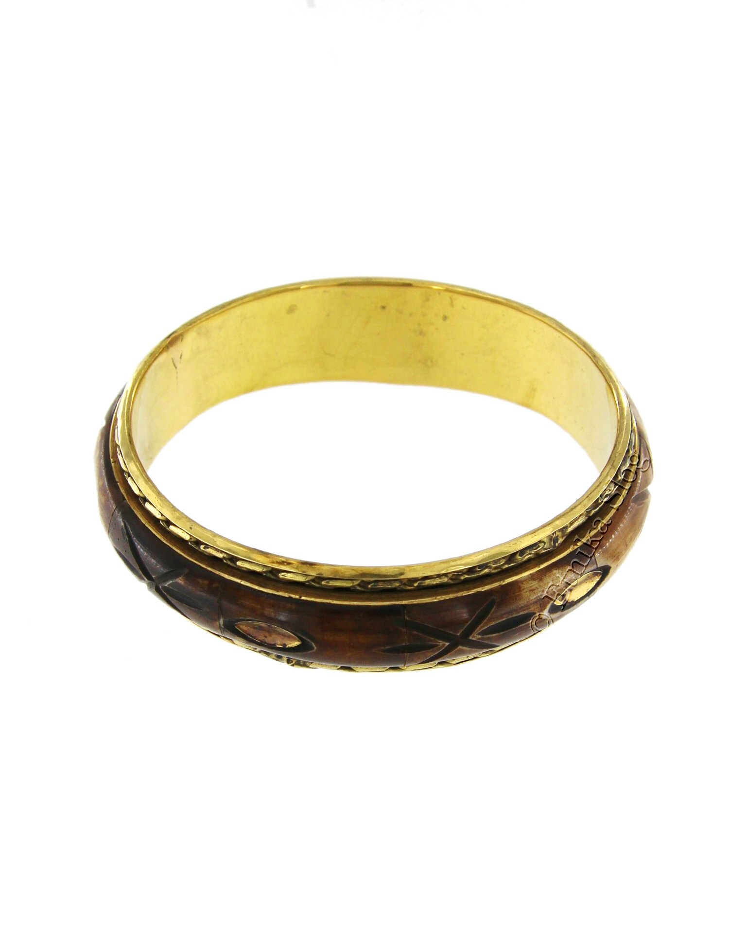 BRACCIALETTO BANGAL IN CORNO E OTTONE CON INTARSI BRACCIALETTO BANGAL IN CORNO E OTTONE CON INTARSI
