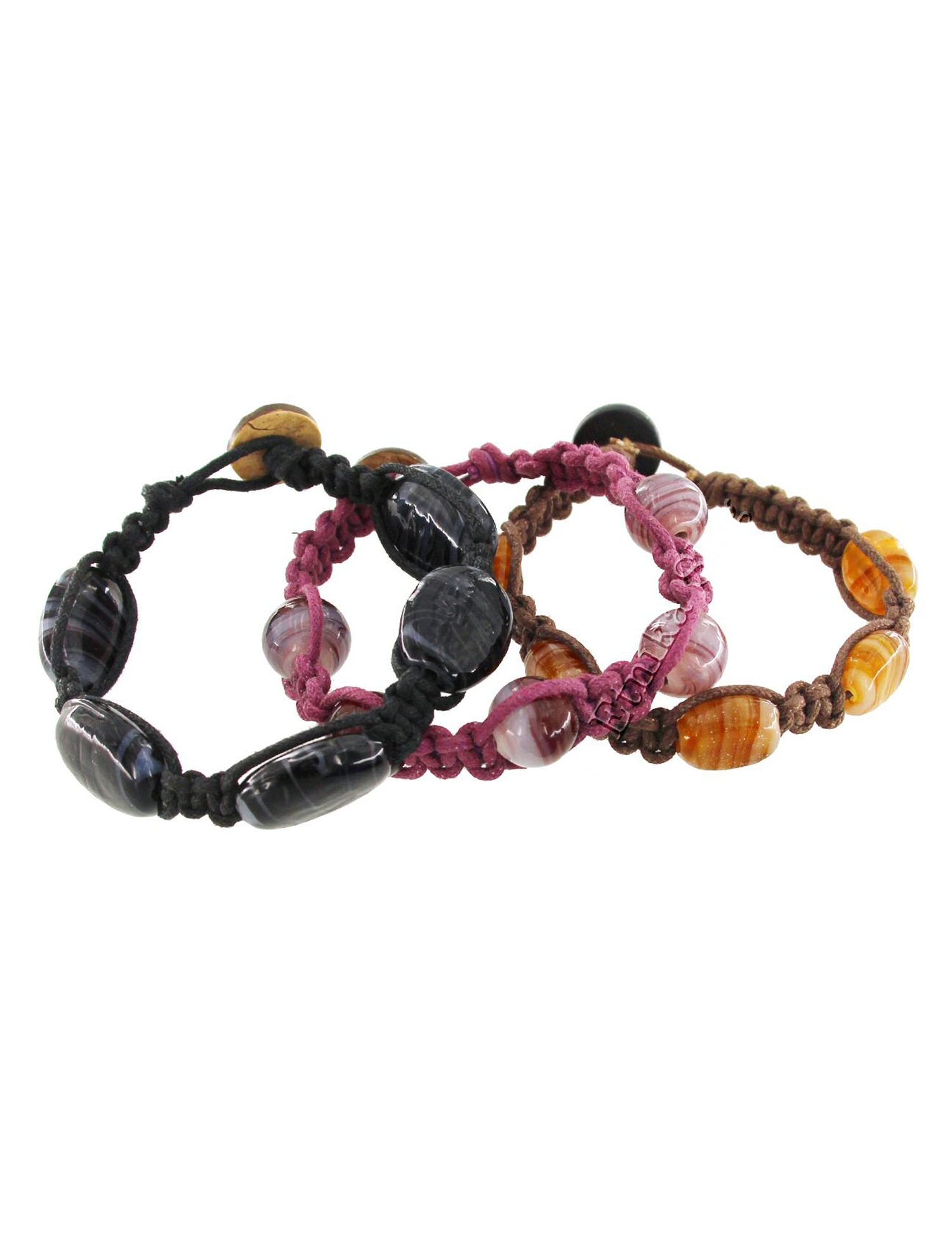 BRACCIALETTI IN COTONE INTRECCIATO E VETRO. BRACCIALETTI IN COTONE INTRECCIATO E VETRO.