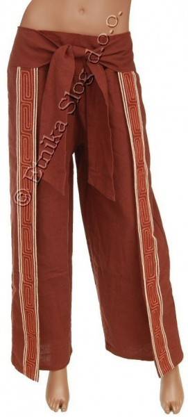 PANTALONI LUNGHI IN COTONE.2 RIGHE RICAMATE