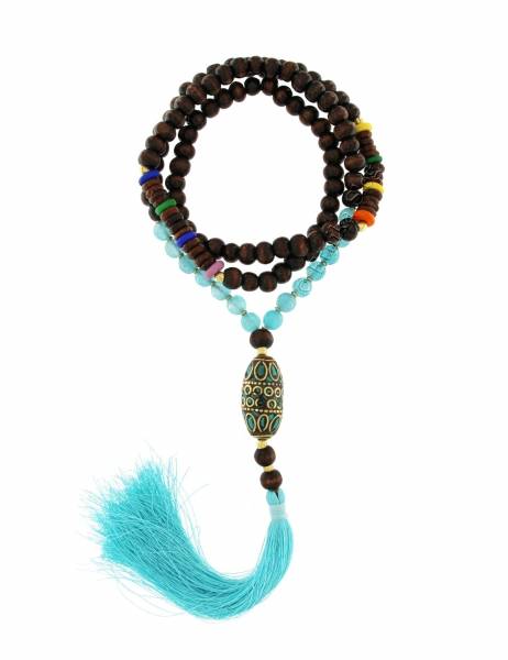 COLLANA SIMIL-MALA IN LEGNO&nbsp;SCURO SFERE DA&nbsp;7-8 MM,