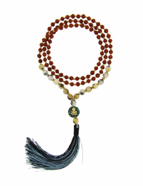 COLLANA MALA&nbsp;SEMI DI RUDRAKSHA 108&nbsp;SEMI DA&nbsp;6 MM DI