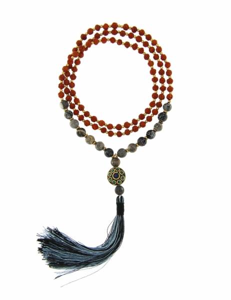 COLLANA MALA&nbsp;SEMI DI RUDRAKSHA 108&nbsp;SEMI DA&nbsp;6 MM DI