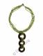 COLLANA IN 6 FILI DI&nbsp;PERLINE E CON 3 DISCHI LEGNO