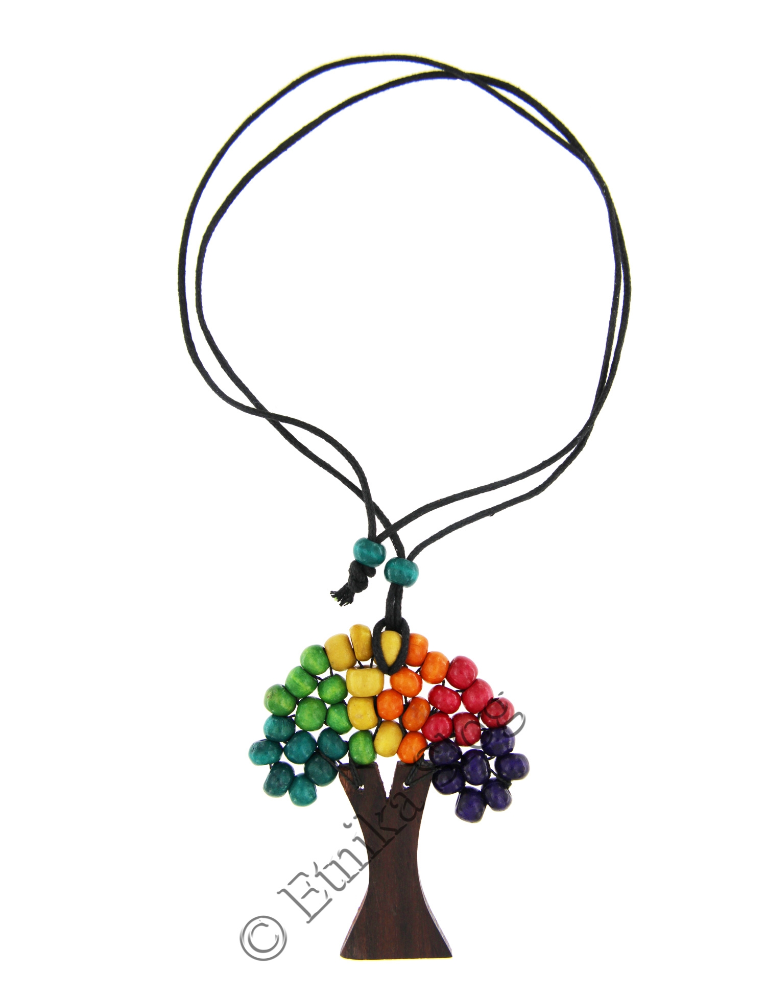 COLLANA IN COTONE CON ALBERO IN LEGNO E PERLINEbr COLLANA IN COTONE CON ALBERO IN LEGNO E PERLINEbr