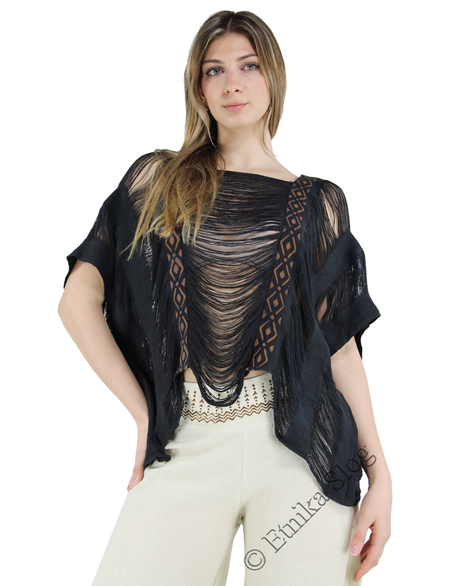 TOP MAGLIA IN COTONE ORGANICO CON STAMPA BLOCK PRI TOP MAGLIA IN COTONE ORGANICO CON STAMPA BLOCK PRI