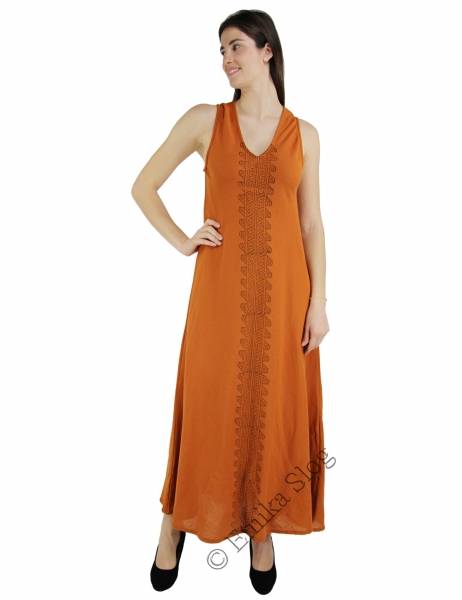 VESTITO&nbsp;LUNGO IN COTONE&nbsp;ORGANICO GREZZO CON STAMPA
