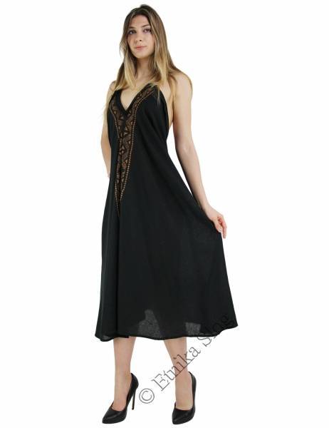 VESTITO&nbsp;LUNGO IN COTONE&nbsp;ORGANICO GREZZO CON STAMPA