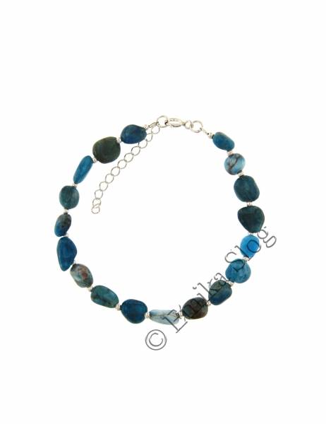 BRACCIALE&nbsp;IN ARGENTO&nbsp;E PIETRA DURA -APATITE- LUNGH