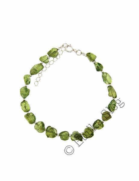 BRACCIALE&nbsp;IN ARGENTO&nbsp;E PIETRA DURA -PREHNITE- LUNG