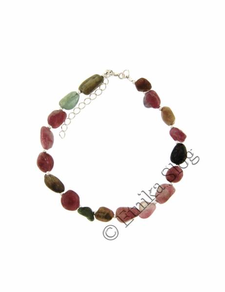 BRACCIALE&nbsp;IN ARGENTO&nbsp;E PIETRA DURA -TORMALINA MULT