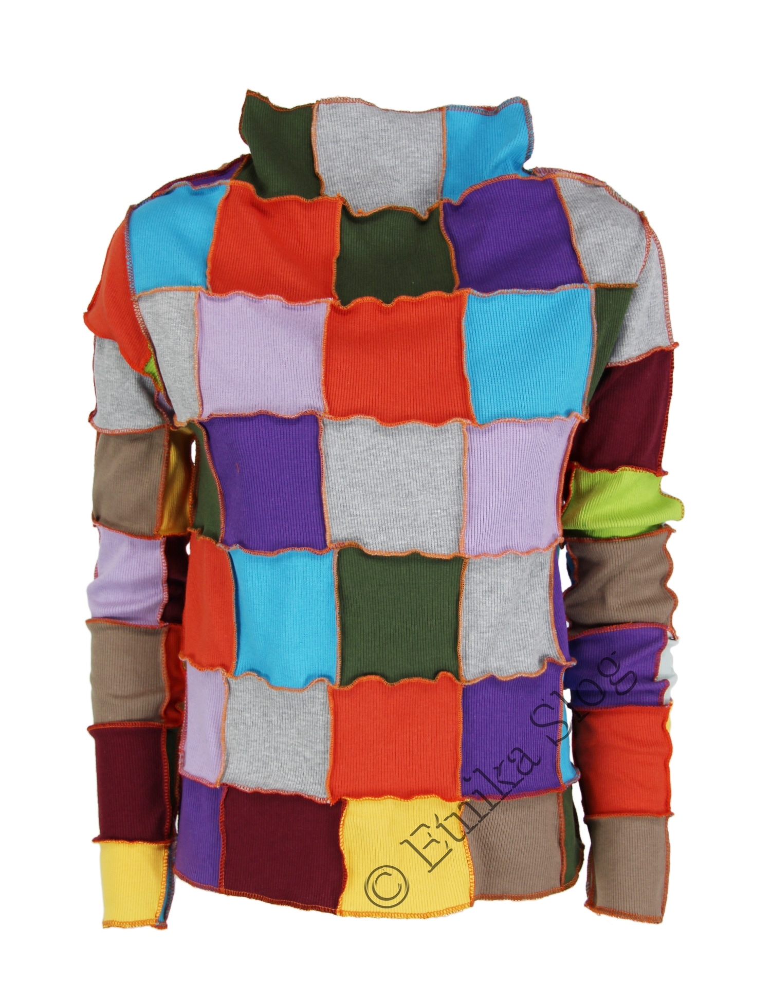 MAGLIA MANICHE LUNGHE E COLLO ALTO.PATCHWORK MAGLIA MANICHE LUNGHE E COLLO ALTO.PATCHWORK