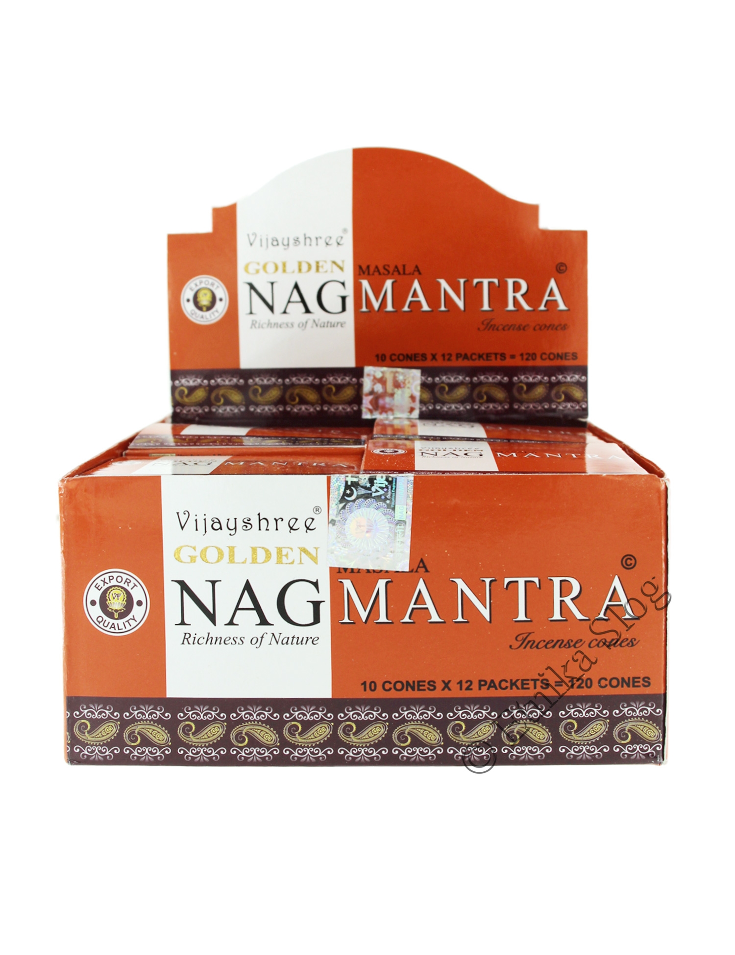 INCENSO A CONO VIJAYSHREE, FRAGRANZA GOLDEN NAG INCENSO A CONO VIJAYSHREE, FRAGRANZA GOLDEN NAG