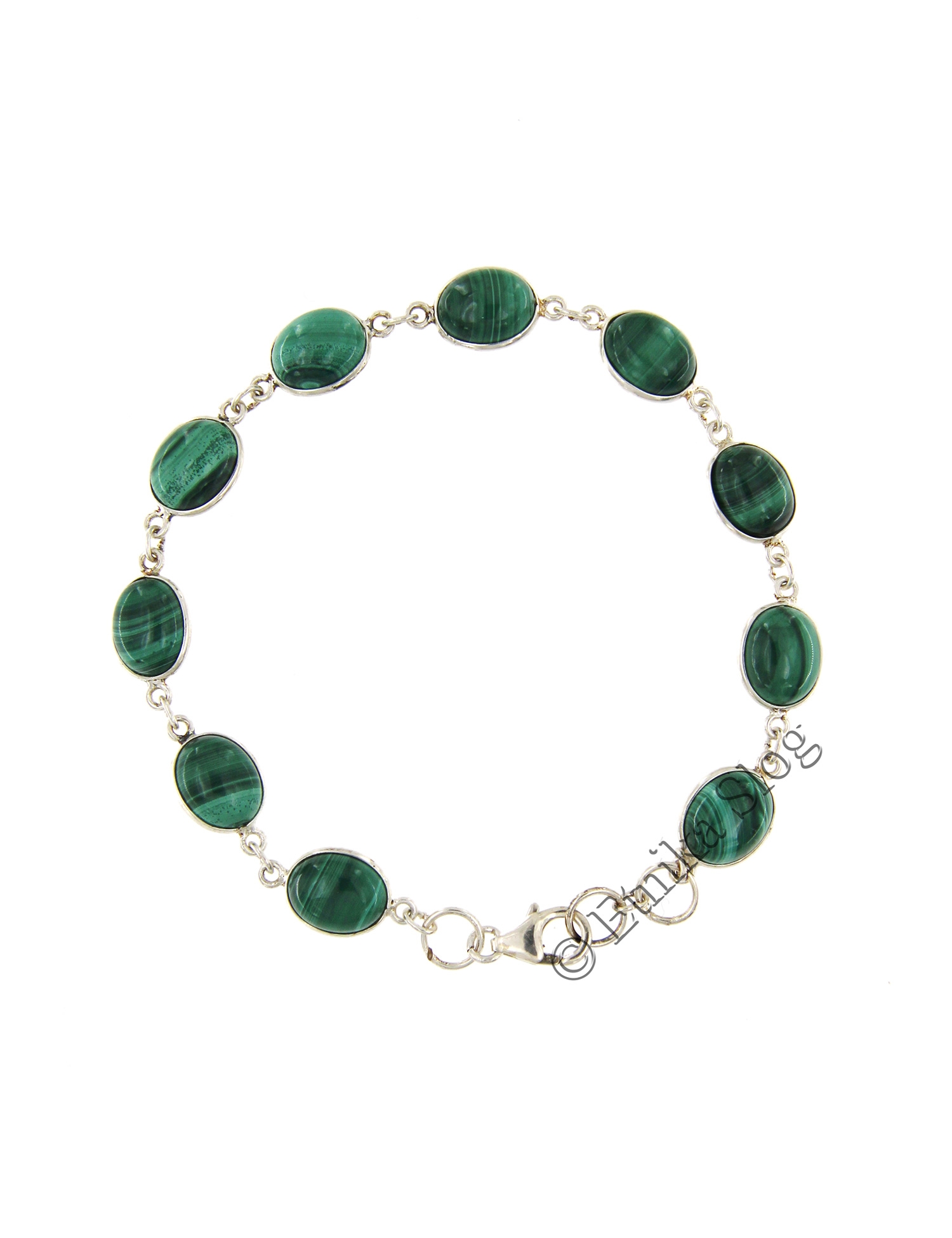 BRACCIALE IN ARGENTO E PIETRA DURA -MALACHITE- LUN BRACCIALE IN ARGENTO E PIETRA DURA -MALACHITE- LUN