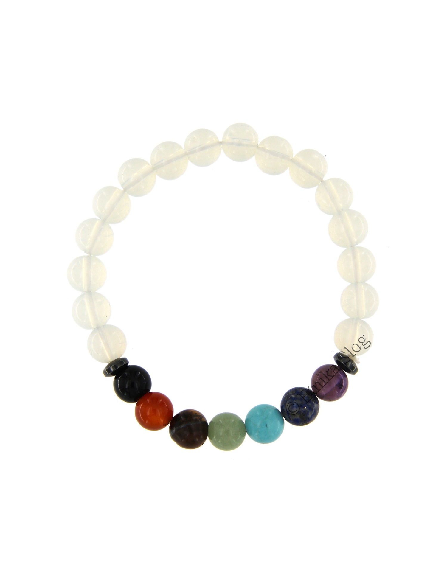 BRACCIALETTO 8MM IN PIETRA DURA -OPALITE- CON 7 C BRACCIALETTO 8MM IN PIETRA DURA -OPALITE- CON 7 C