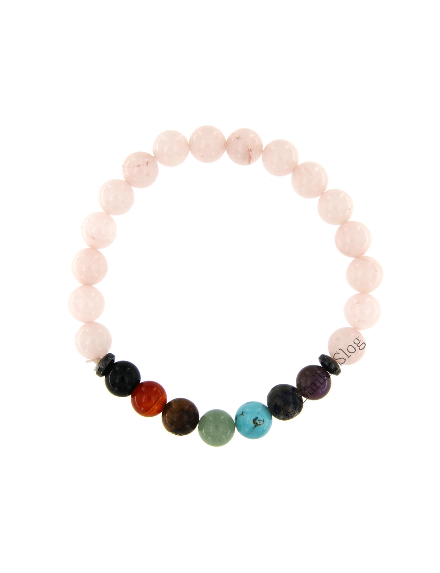 BRACCIALETTO 8MM IN PIETRA DURA -QUARZO ROSA- CON BRACCIALETTO 8MM IN PIETRA DURA -QUARZO ROSA- CON