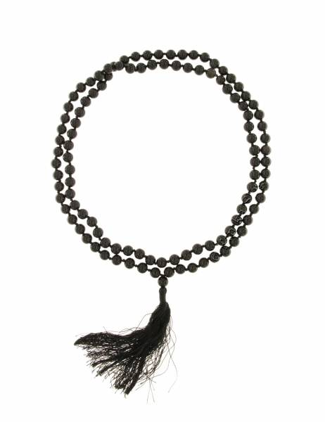 COLLANA MALA IN&nbsp;OSSIDIANA CON FIOCCO COTONE&nbsp;NERO ,