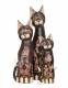 SET 3 GATTI IN LEGNO DECORATO.MISURA CM CA 3