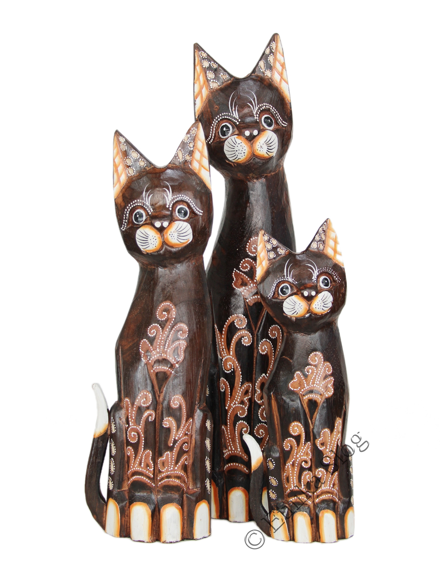 SET 3 GATTI IN LEGNO DECORATO.MISURA CM CA 3 SET 3 GATTI IN LEGNO DECORATO.MISURA CM CA 3