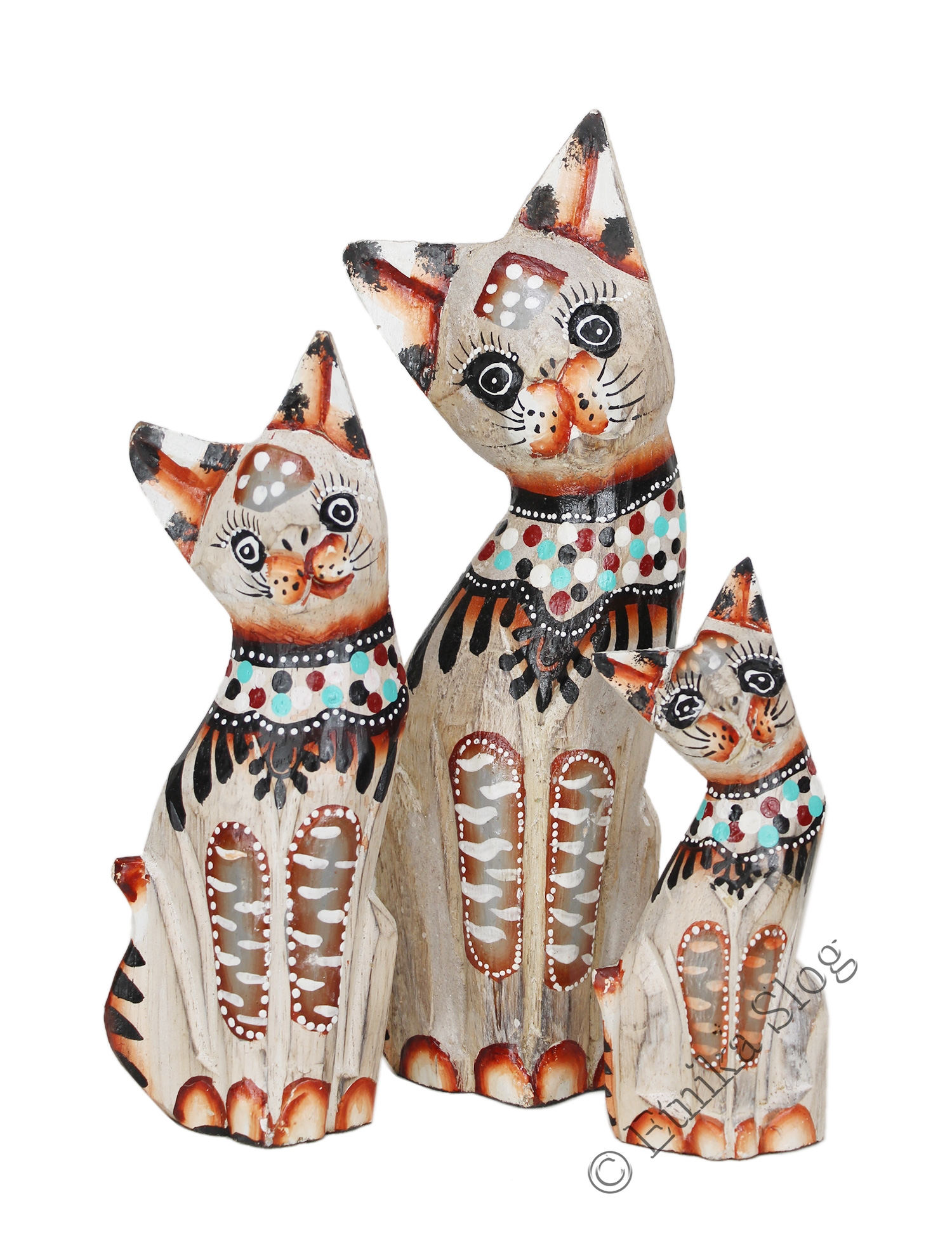 SET 3 GATTI IN LEGNO DECORATO.MISURA CM CA 1 SET 3 GATTI IN LEGNO DECORATO.MISURA CM CA 1