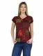 TOP MAGLIA CANOTTA SMANICATA IN COTONE STAMPATO E