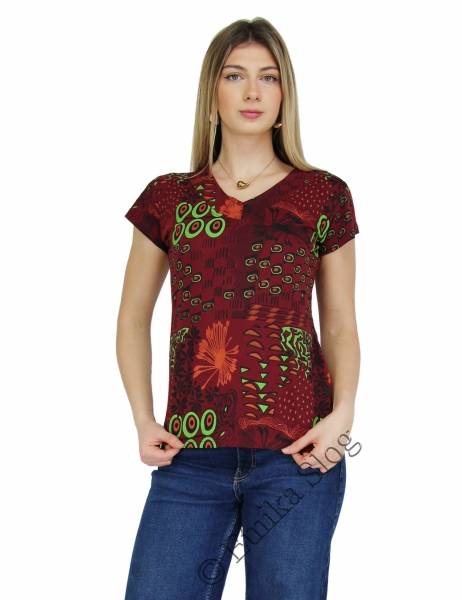 TOP MAGLIA CANOTTA SMANICATA IN COTONE STAMPATO E